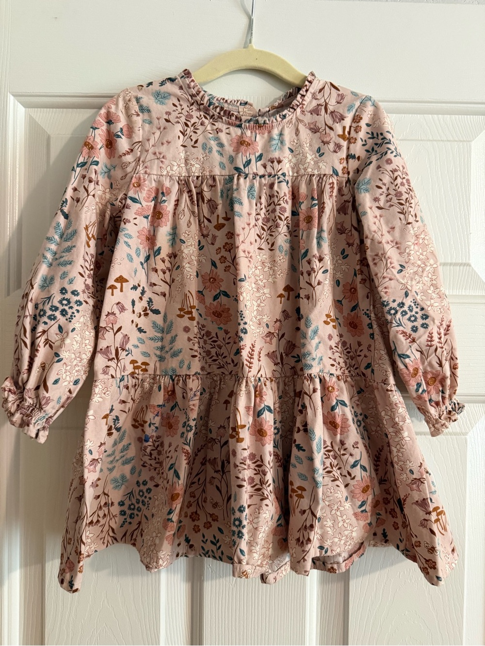 Gerber Pink Floral Tiered Long-Sleeve Dress